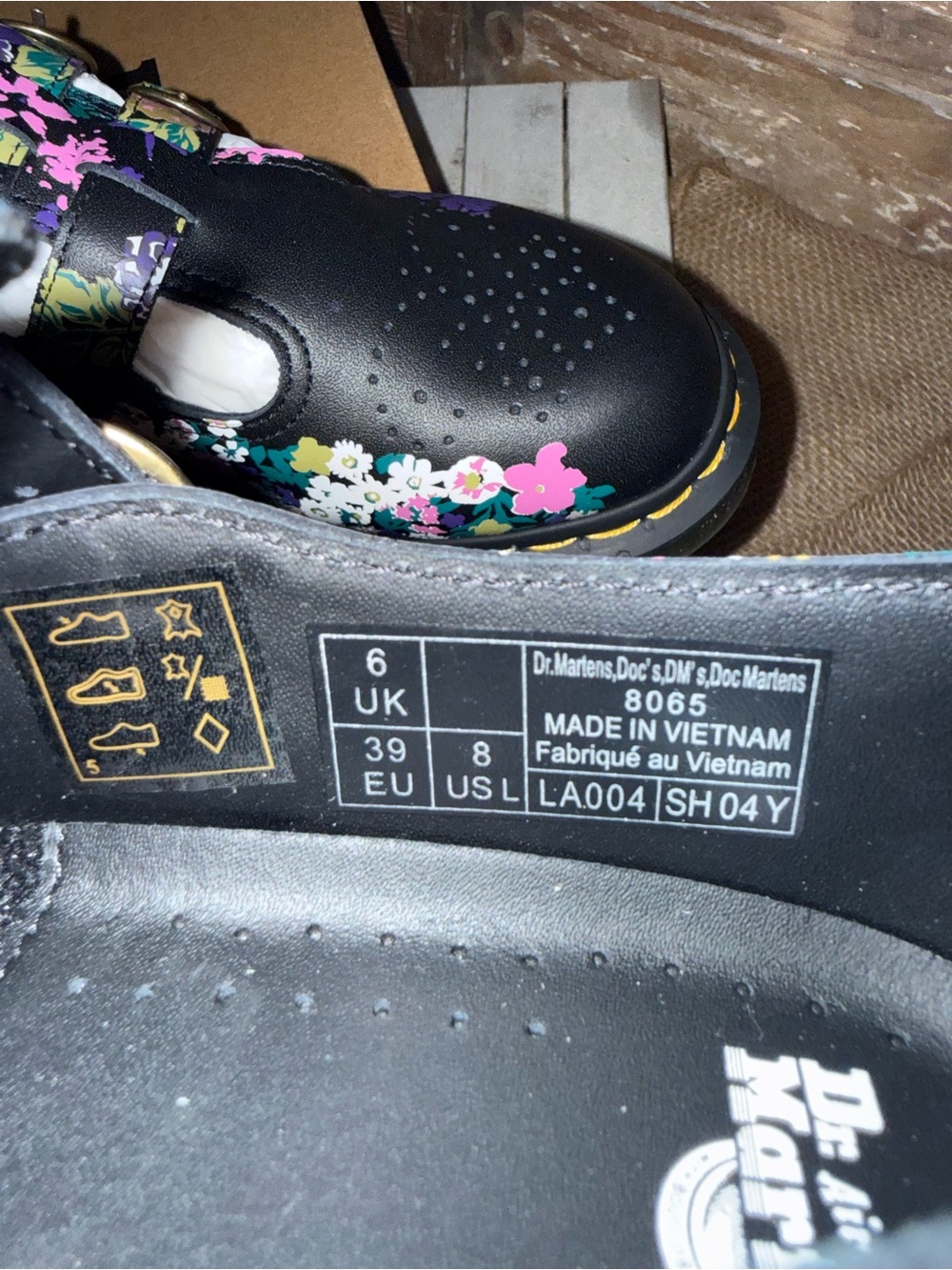 Dr. Martens Black Floral Mary Jane Shoes, New in Box - Picture 5 of 6